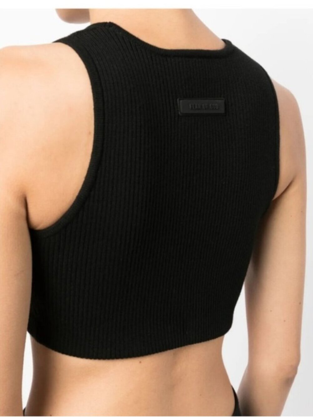 Fear of God Essentials logo-patch ribbed Knit crop top Black Like New